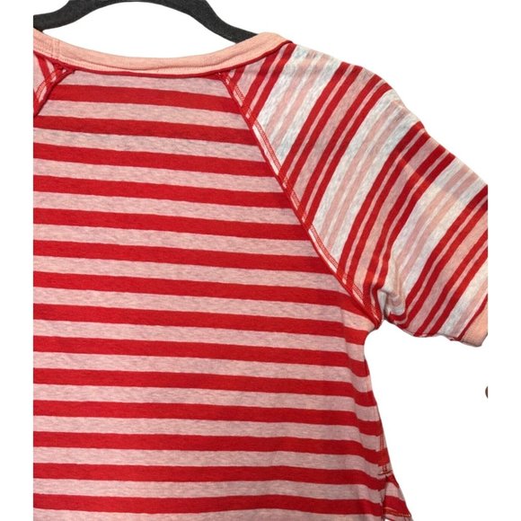 We the Free Prepster  striped short sleeved teeshirt  in coral combo - Picture 7 of 9